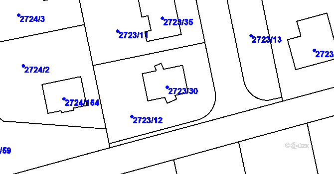 Parcela st. 2723/30 v KÚ Kylešovice, Katastrální mapa