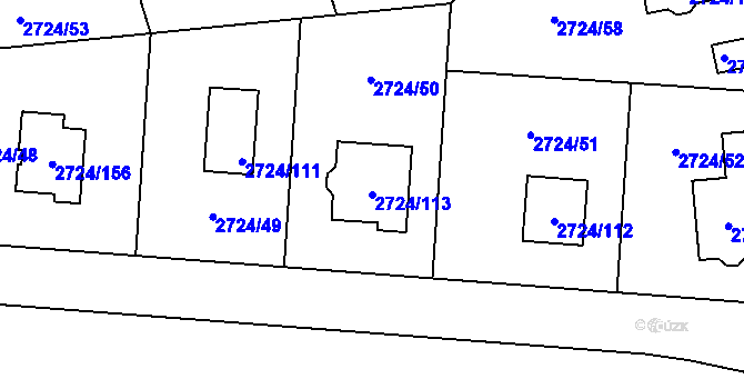 Parcela st. 2724/113 v KÚ Kylešovice, Katastrální mapa
