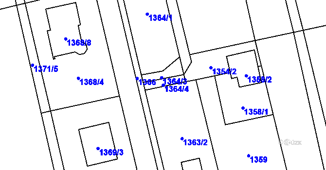 Parcela st. 1364/4 v KÚ Kylešovice, Katastrální mapa