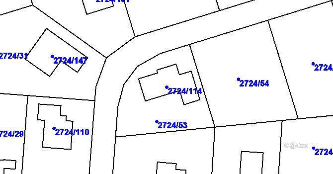 Parcela st. 2724/114 v KÚ Kylešovice, Katastrální mapa