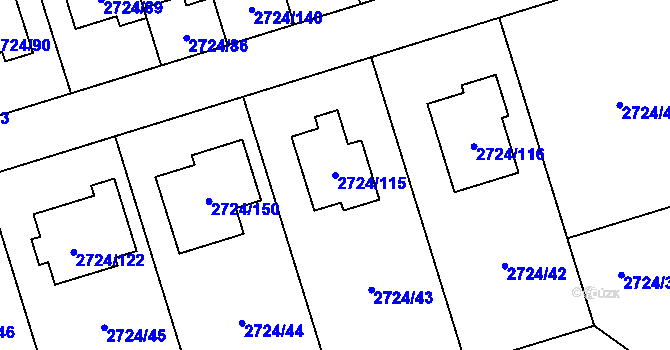 Parcela st. 2724/115 v KÚ Kylešovice, Katastrální mapa