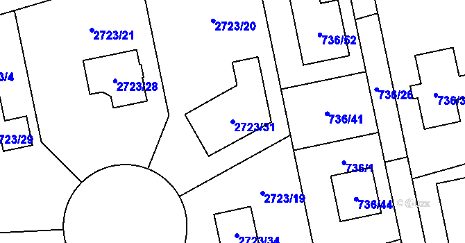 Parcela st. 2723/31 v KÚ Kylešovice, Katastrální mapa