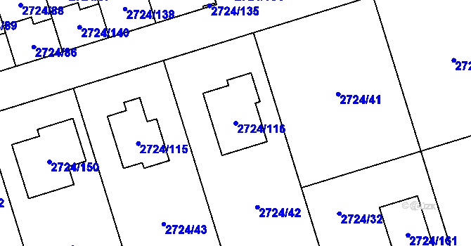 Parcela st. 2724/116 v KÚ Kylešovice, Katastrální mapa