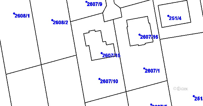 Parcela st. 2607/15 v KÚ Kylešovice, Katastrální mapa
