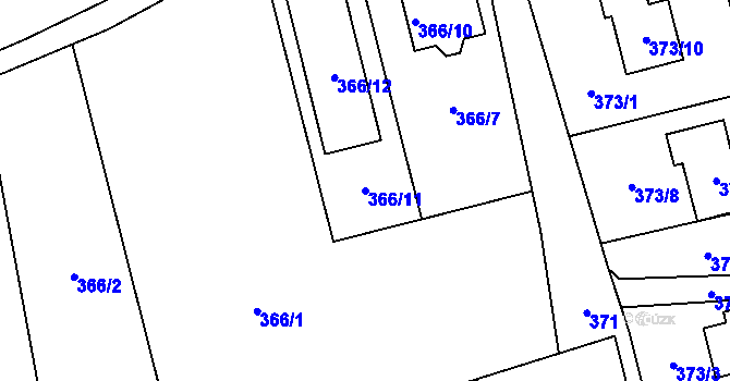 Parcela st. 366/11 v KÚ Kylešovice, Katastrální mapa