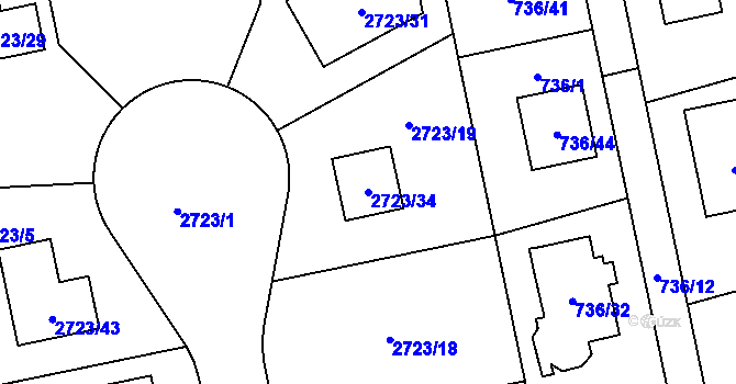 Parcela st. 2723/34 v KÚ Kylešovice, Katastrální mapa