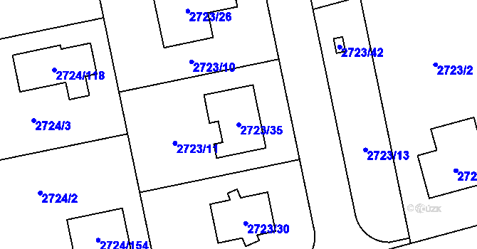 Parcela st. 2723/35 v KÚ Kylešovice, Katastrální mapa