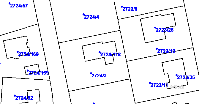 Parcela st. 2724/118 v KÚ Kylešovice, Katastrální mapa