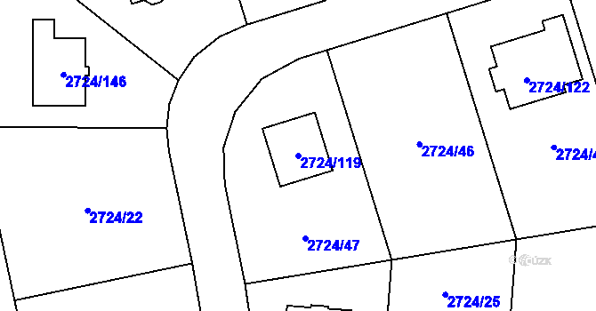 Parcela st. 2724/119 v KÚ Kylešovice, Katastrální mapa