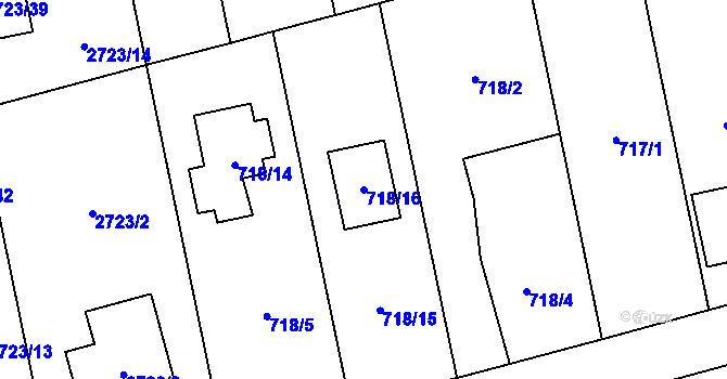 Parcela st. 718/16 v KÚ Kylešovice, Katastrální mapa