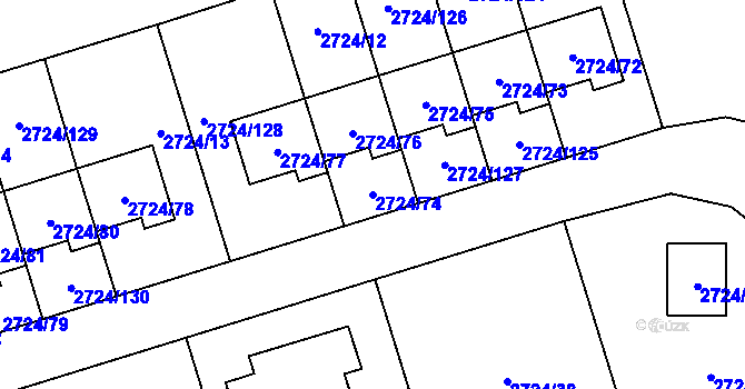 Parcela st. 2724/74 v KÚ Kylešovice, Katastrální mapa