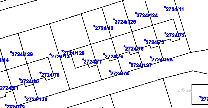 Parcela st. 2724/76 v KÚ Kylešovice, Katastrální mapa