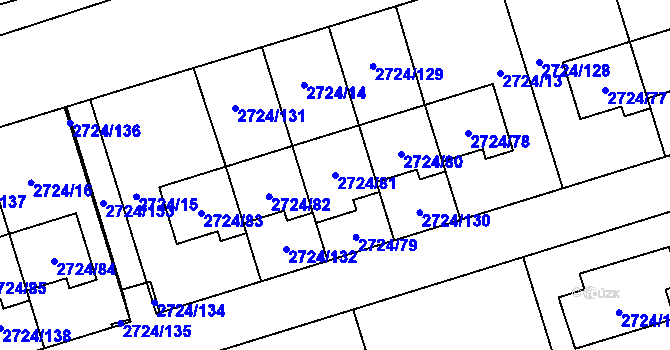 Parcela st. 2724/81 v KÚ Kylešovice, Katastrální mapa