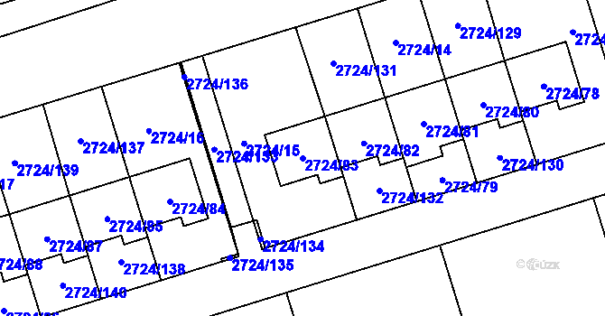 Parcela st. 2724/83 v KÚ Kylešovice, Katastrální mapa