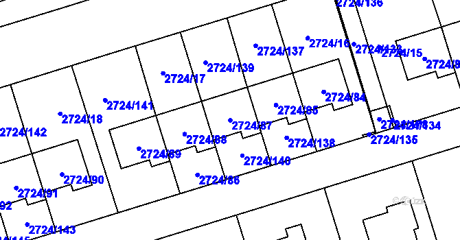 Parcela st. 2724/87 v KÚ Kylešovice, Katastrální mapa