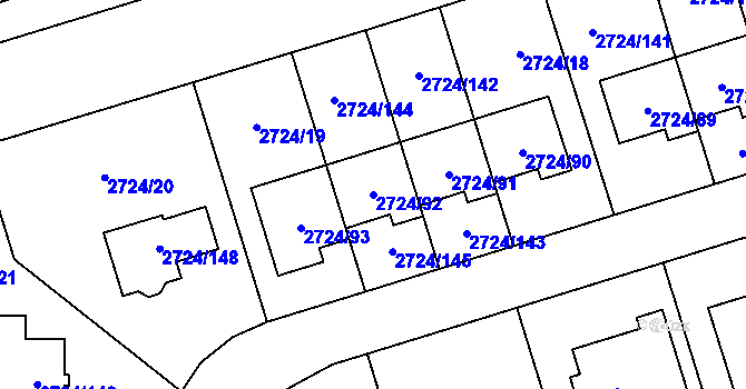 Parcela st. 2724/92 v KÚ Kylešovice, Katastrální mapa