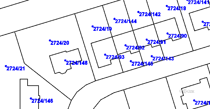 Parcela st. 2724/93 v KÚ Kylešovice, Katastrální mapa