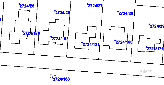 Parcela st. 2724/121 v KÚ Kylešovice, Katastrální mapa