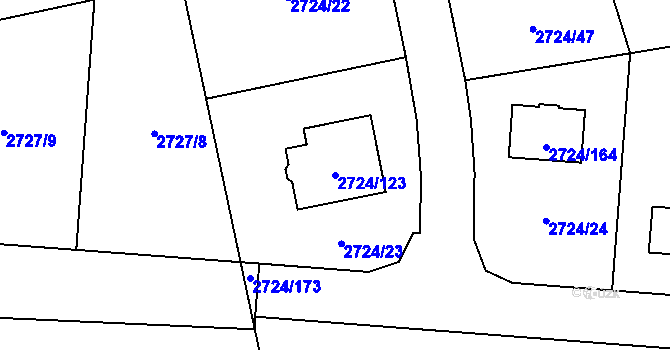 Parcela st. 2724/123 v KÚ Kylešovice, Katastrální mapa