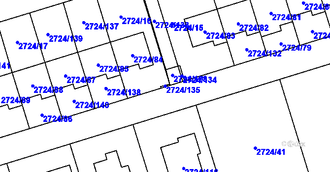 Parcela st. 2724/135 v KÚ Kylešovice, Katastrální mapa