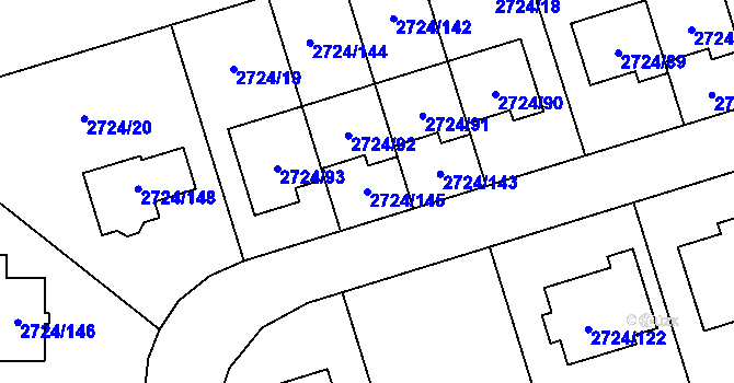 Parcela st. 2724/145 v KÚ Kylešovice, Katastrální mapa