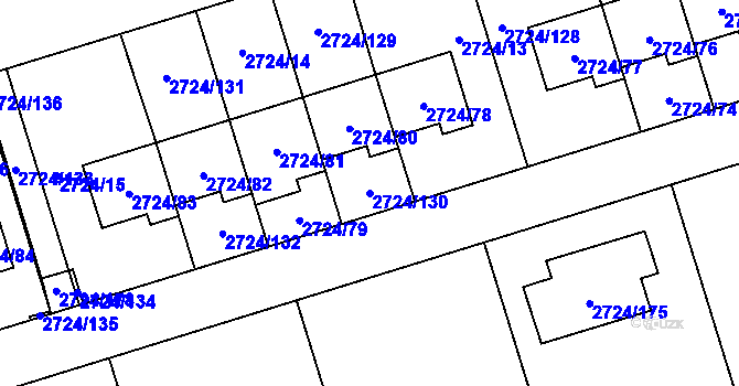 Parcela st. 2724/130 v KÚ Kylešovice, Katastrální mapa