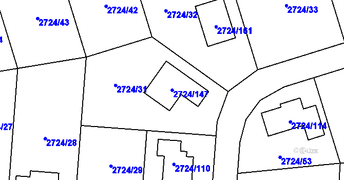 Parcela st. 2724/147 v KÚ Kylešovice, Katastrální mapa