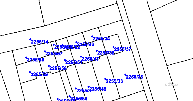 Parcela st. 2255/35 v KÚ Kylešovice, Katastrální mapa