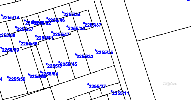 Parcela st. 2255/36 v KÚ Kylešovice, Katastrální mapa
