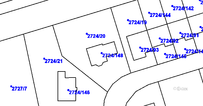 Parcela st. 2724/148 v KÚ Kylešovice, Katastrální mapa