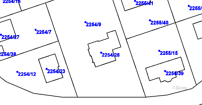 Parcela st. 2254/28 v KÚ Kylešovice, Katastrální mapa