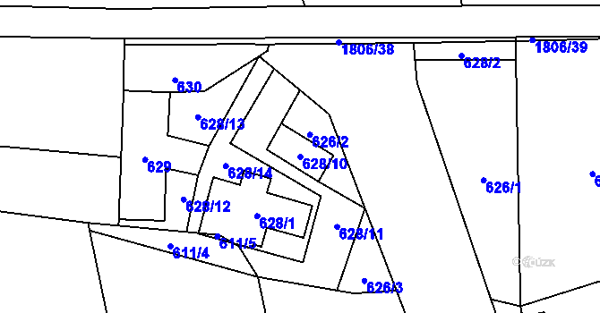 Parcela st. 628/10 v KÚ Kylešovice, Katastrální mapa