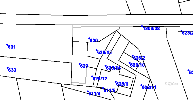 Parcela st. 628/13 v KÚ Kylešovice, Katastrální mapa