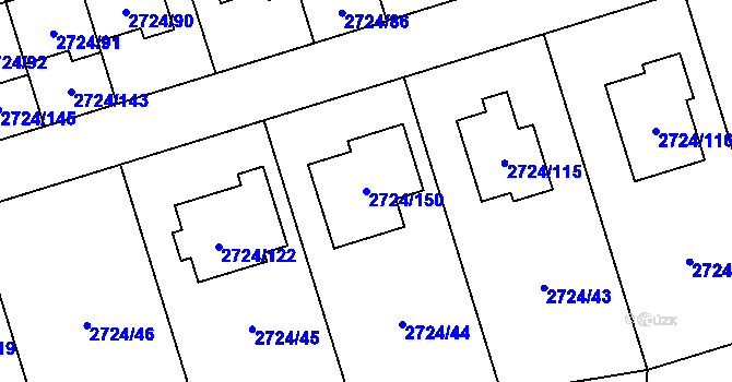 Parcela st. 2724/150 v KÚ Kylešovice, Katastrální mapa