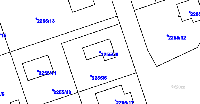 Parcela st. 2255/38 v KÚ Kylešovice, Katastrální mapa