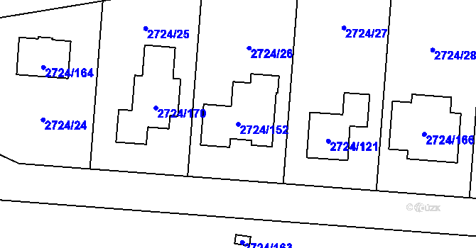 Parcela st. 2724/152 v KÚ Kylešovice, Katastrální mapa