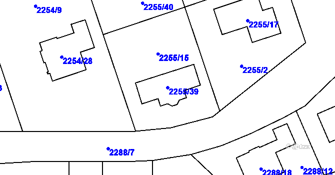 Parcela st. 2255/39 v KÚ Kylešovice, Katastrální mapa