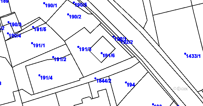 Parcela st. 191/6 v KÚ Kylešovice, Katastrální mapa