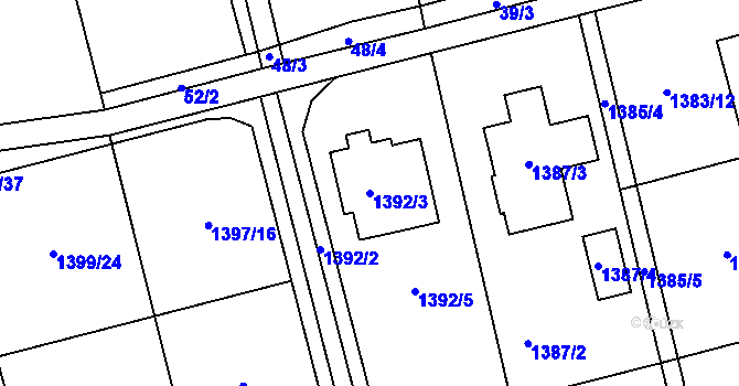 Parcela st. 1392/3 v KÚ Kylešovice, Katastrální mapa
