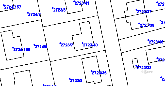 Parcela st. 2723/40 v KÚ Kylešovice, Katastrální mapa