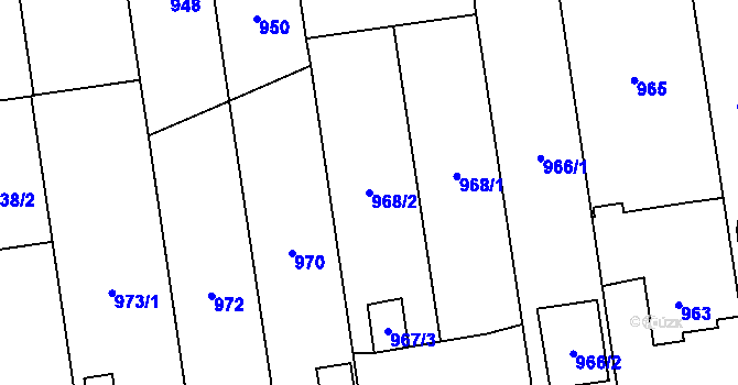 Parcela st. 968/2 v KÚ Kylešovice, Katastrální mapa