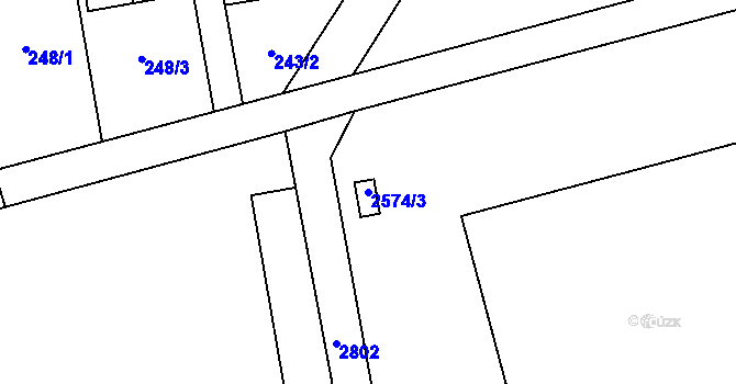 Parcela st. 2574/3 v KÚ Kylešovice, Katastrální mapa
