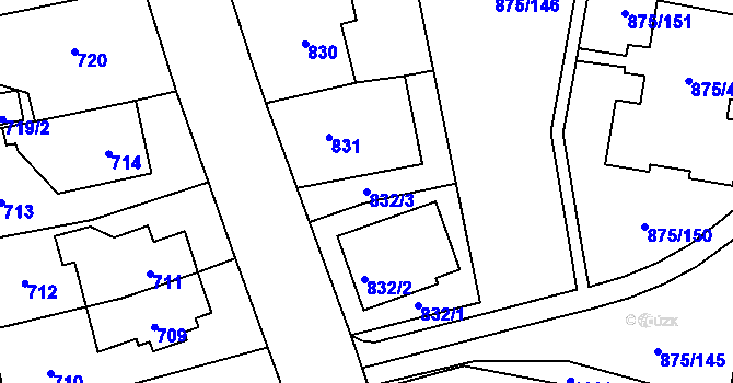 Parcela st. 832/3 v KÚ Kylešovice, Katastrální mapa