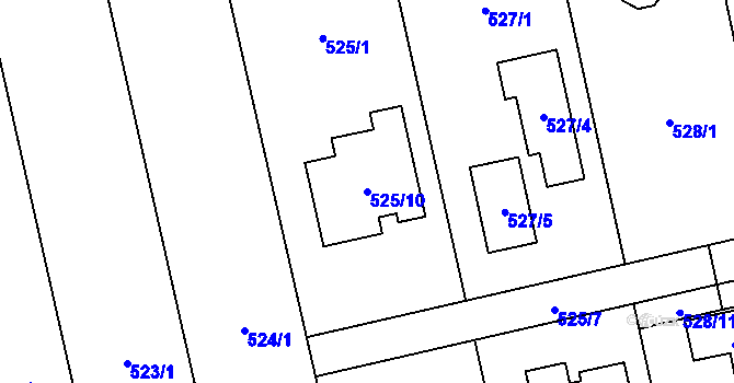 Parcela st. 525/10 v KÚ Kylešovice, Katastrální mapa
