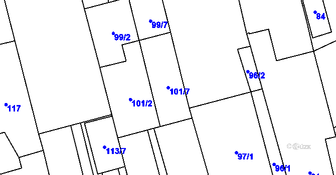 Parcela st. 101/7 v KÚ Kylešovice, Katastrální mapa