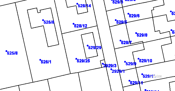 Parcela st. 529/29 v KÚ Kylešovice, Katastrální mapa