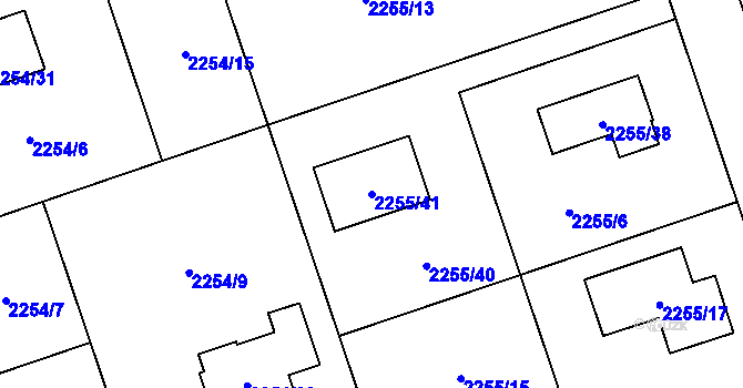 Parcela st. 2255/41 v KÚ Kylešovice, Katastrální mapa