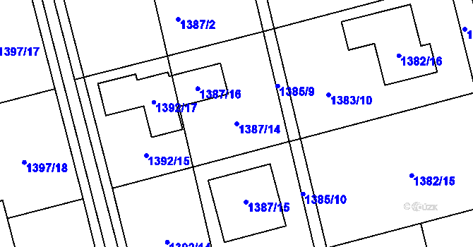 Parcela st. 1387/14 v KÚ Kylešovice, Katastrální mapa