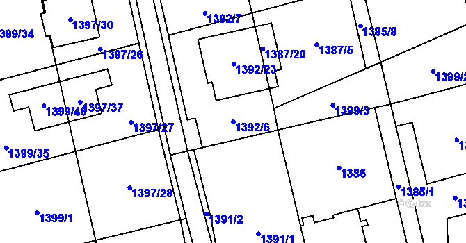 Parcela st. 1392/6 v KÚ Kylešovice, Katastrální mapa