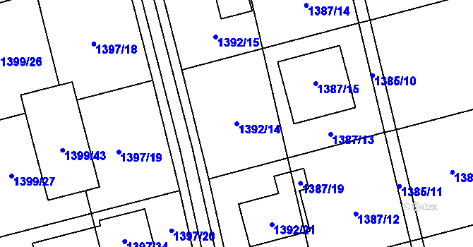 Parcela st. 1392/14 v KÚ Kylešovice, Katastrální mapa